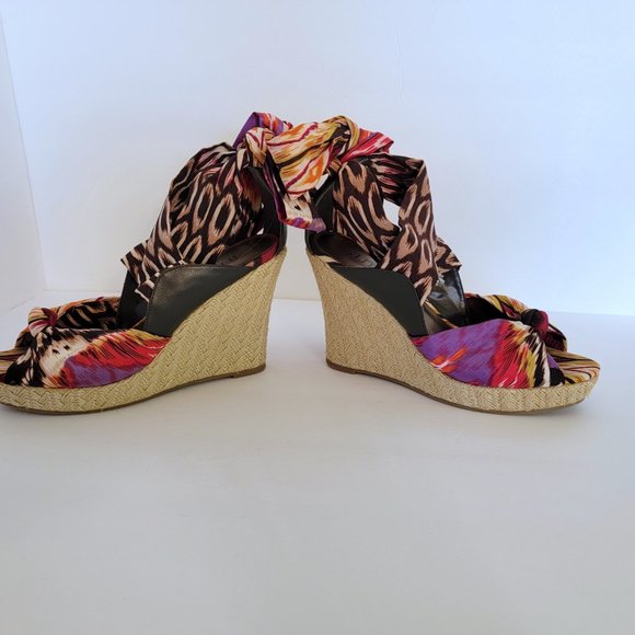 A.N.A Printed Textile Espadrille Wedges 9M EUC - Picture 3 of 10